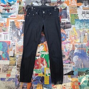True Religion Casey Black‎ Jeans Womens Size 26 Made in USA Stretch Denim